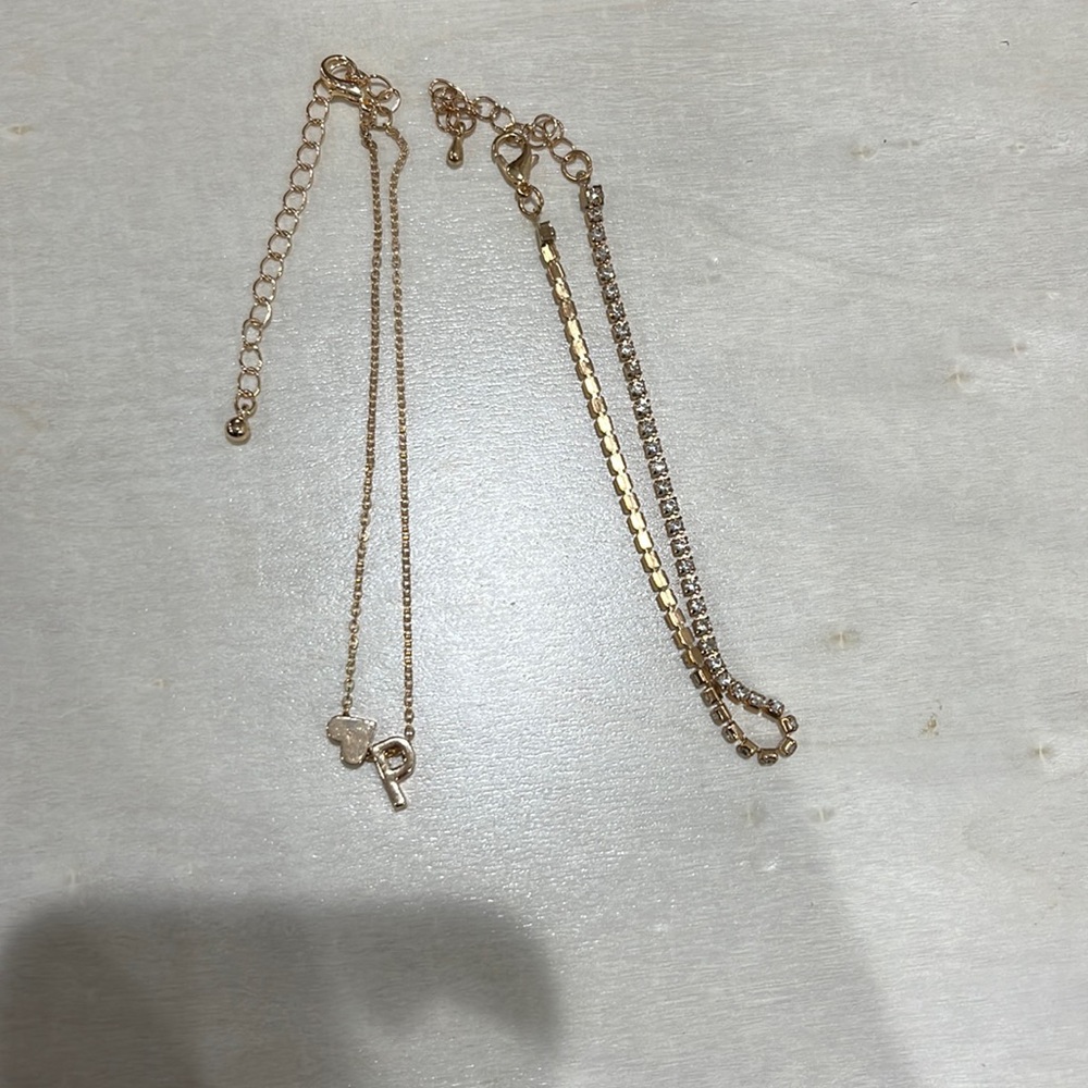 2pc Letter P Anklets Gold and Crystal